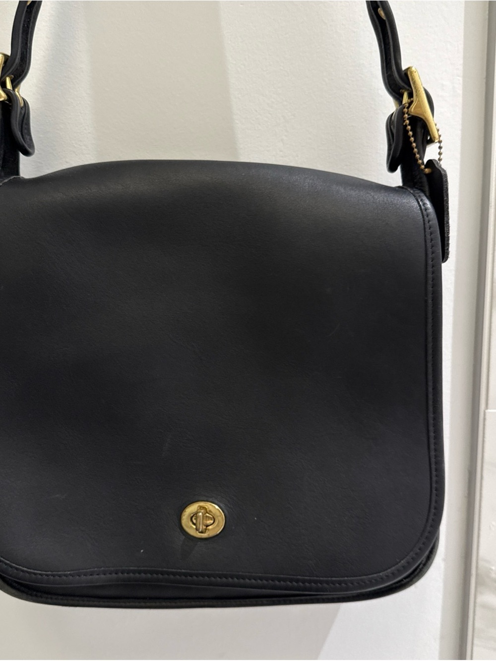 Coach Black Leather Crossbody Bag with Gold Hardware